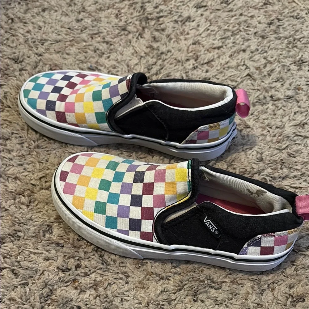 Vans Kids' Multicolor Checkered Slip-On Shoes - Picture 2 of 4